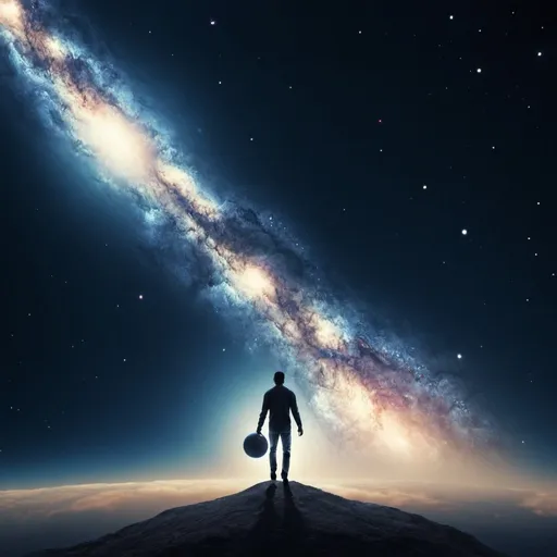 Prompt: A man ascending into the universe
