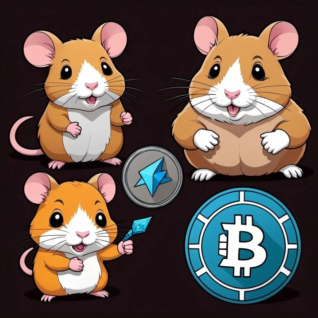 Prompt: An image illustrating crypto such as Notcoin and Hamster Kombat with Telegram application