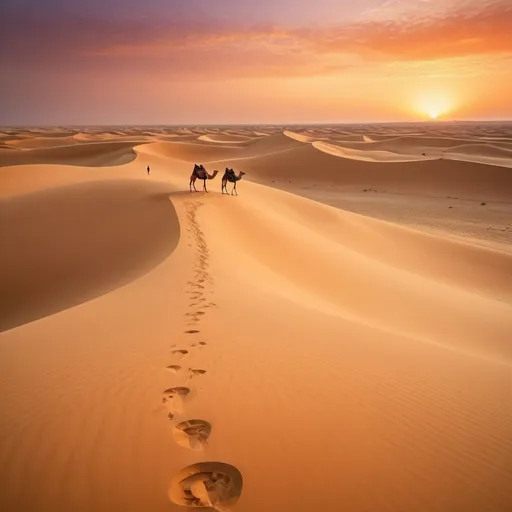Prompt: /imagine prompt: A vast desert landscape at sunset, golden sand dunes stretching to the horizon, a solitary camel caravan trekking across the sands, the sky ablaze with warm hues of orange and pink, evoking a sense of awe and wonder, Sculpture, sand sculpture created with traditional carving tools, --ar 16:9 --v 5





