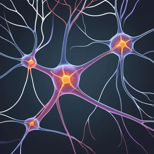 Prompt: drawing of 2 neuron synapses showing neuro transmission