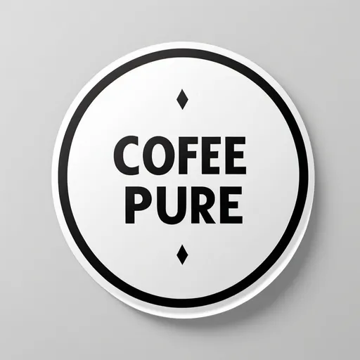 Prompt: black and white, (5cm circle), sticker design, (bold typography), clean lines, modern aesthetic, simple yet eye-catching, sleek composition, minimalist approach, focused on the words "COFEE PURE", smooth texture, high definition, suitable for branding, emphasizing clarity and readability.