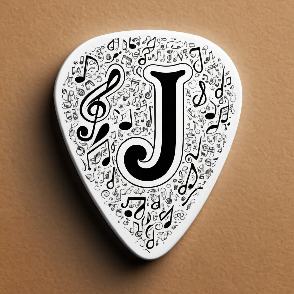 Prompt: music related doodles background
plectrum shape on top with a letter J