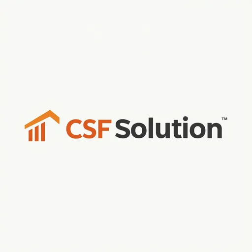 Prompt: "Tạo logo công ty có tên là CSF-Solution với biểu tượng mũi tên hướng lên, thể hiện tinh thần không ngừng cải tiến chất lượng, dịch vụ nhằm đáp ứng yêu cầu khách hàng. Ngoài ra, có thêm slogan: Consultant, Sastisfaction, Food Processing. Hình nền màu trắng, làm nổi bật hình ảnh chính".