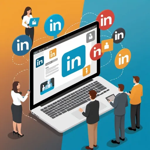 Prompt: hacer una imagen para imagen de grup de linkedin  que diga marketing digital CR. agregar vectores de marketing y colores primarios