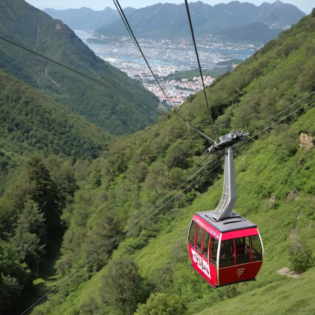 Prompt: travelling on a cable car