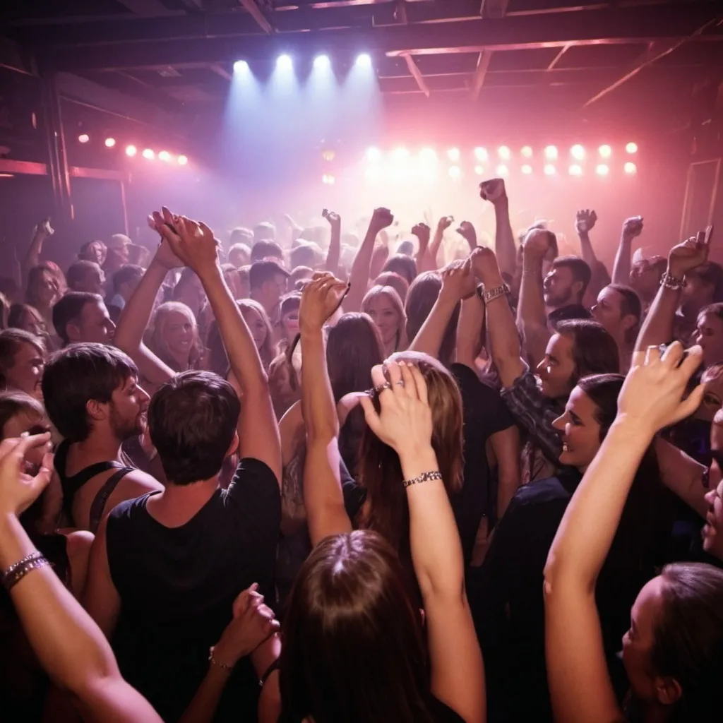 Prompt: Dancing at a country concert at a nightclub with a sold out crowd