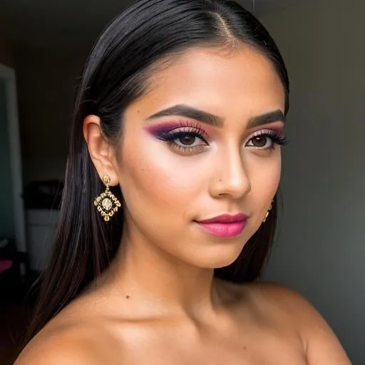 Prompt: A beautiful girl named Ruby, with the Pisces zodiac sign, wearing a beautiful, unique makeup look, portrait 