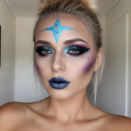 Prompt: A beautiful Australian woman named Electra wearing a beautiful unique makeup look, portrait 