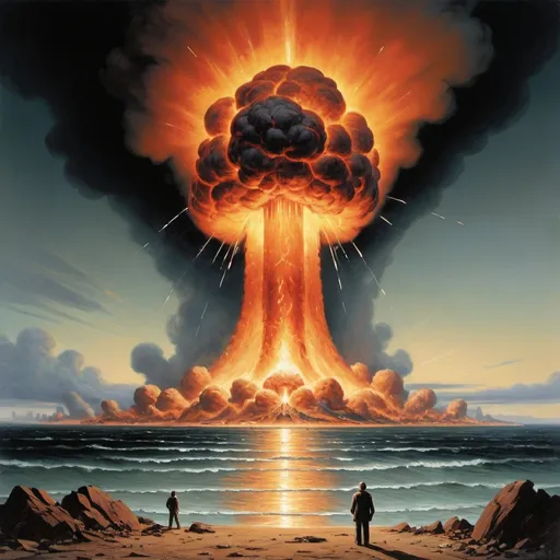 Prompt: In literature, the concept of "atomic flame" can serve as a powerful metaphor for destruction, transformation, or the volatile nature of human endeavors. Here are a few ways it might be represented:

Apocalyptic Imagery: Writers often use the idea of atomic flame to depict apocalyptic scenarios, where the destructive power of nuclear weapons or catastrophic events reshapes society and the world. This imagery can evoke themes of fear, despair, and the consequences of human hubris. Examples include works like "On the Beach" by Nevil Shute or "A Canticle for Leibowitz" by Walter M. Miller Jr.
Symbolism of Power: The atomic flame can also symbolize the immense power that humans can wield, both for creation and destruction. It can represent the dual nature of technological advancement, with the potential for both great progress and catastrophic consequences. This theme is explored in novels like "The Time Machine" by H.G. Wells or "Brave New World" by Aldous Huxley.
Metaphor for Passion or Intensity: On a more metaphorical level, the term "atomic flame" can be used to describe intense emotions, desires, or conflicts within characters. It might represent the burning passion of love, the fiery intensity of anger, or the consuming nature of ambition. Writers often employ this imagery to convey the depth and fervor of human experience.
Scientific Speculation: In science fiction literature, authors sometimes use the concept of atomic flame to explore speculative scenarios involving advanced technology, alternative realities, or futuristic societies. These stories might delve into the potential consequences of manipulating atomic energy, such as in Isaac Asimov's "Foundation" series or Arthur C. Clarke's "Rendezvous with Rama."
Overall, the representation of "atomic flame" in literature reflects both the awe-inspiring power and the profound dangers associated with atomic energy, while also serving as a rich source of symbolism and metaphor for exploring complex themes and human experiences.