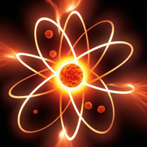 Prompt:  intense heat or energy associated with atomic reactions. It's closely linked to nuclear fission and fusion, where atomic nuclei split apart or fuse together, releasing a tremendous amount of energy in the process. This energy release can manifest as heat, light, and radiation, akin to a powerful flame on an atomic scale. In this sense, "atomic flame" symbolizes the immense power and potential dangers associated with atomic energy.