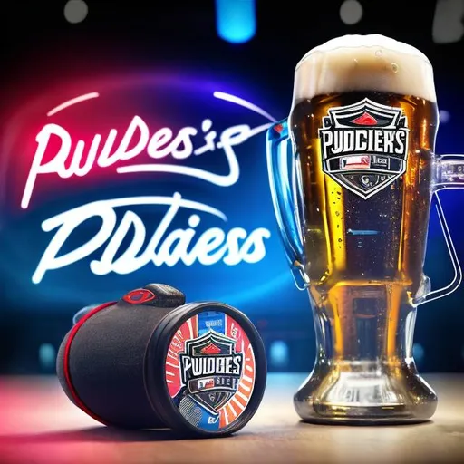 Prompt: podcast logo, Puckin Bud's Recap, hockey puck, beer mug, microphone, vibrant and energetic, modern design, high quality, detailed, professional, colorful, dynamic lighting, 3D rendering, bold and impactful, hockey theme, podcast title prominently featured, beer mug with foam, detailed microphone, dynamic perspective, professional design