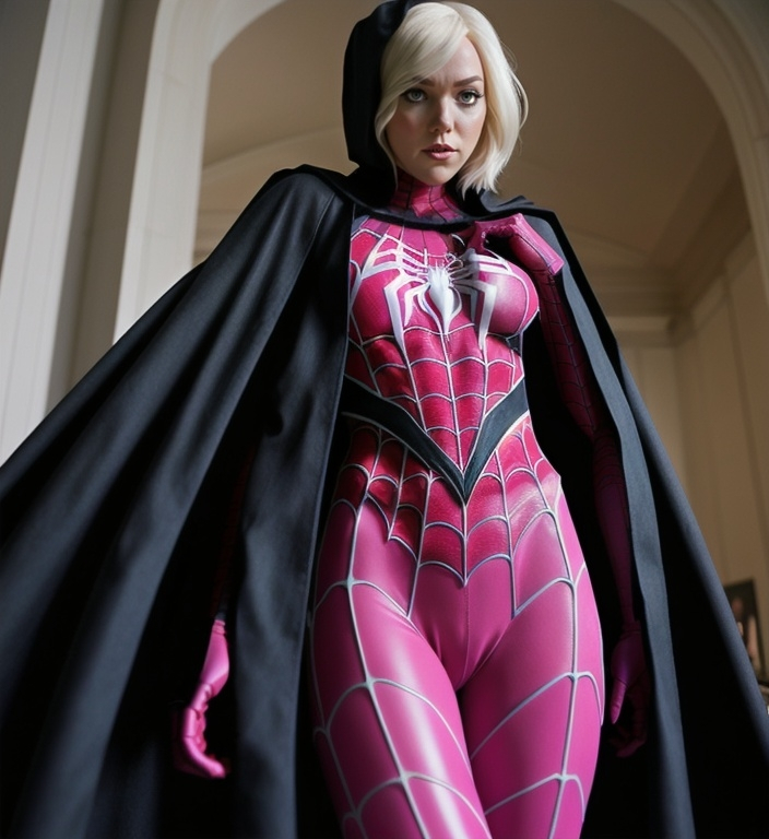 Prompt: Spidergwen with cape