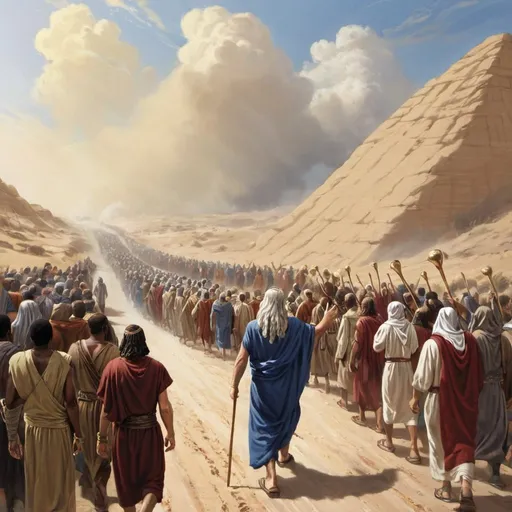Prompt: Moses leading israelites outside of Egypt
