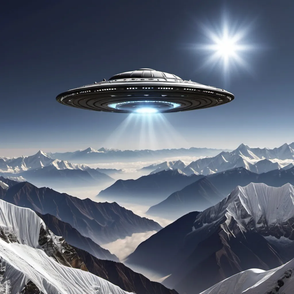 Prompt: UFO flying over the Himalayas 