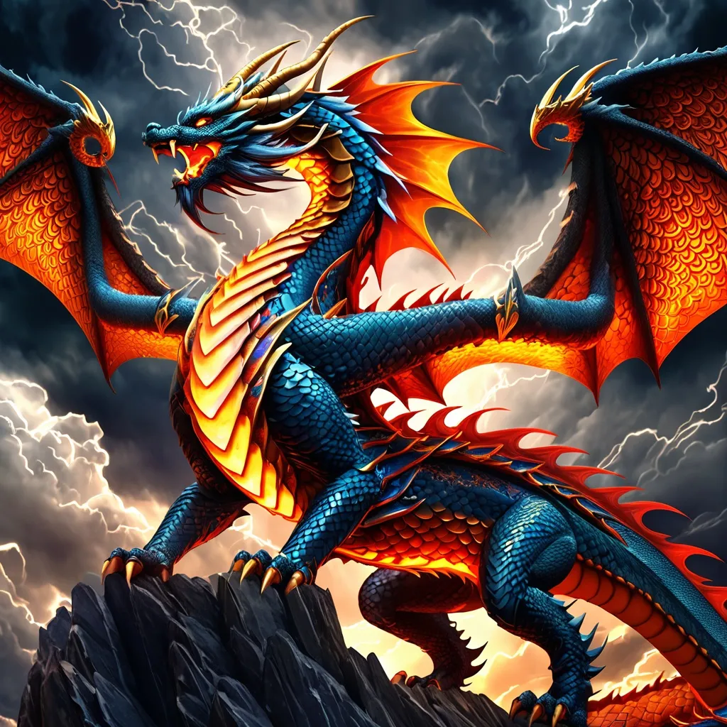 Prompt: (Twelve War Dragon Girl Loong), majestic pose, fierce expression, elaborate dragon-inspired armor, intricate scales, fiery patterns, (mythical creature design), dynamic wings, detailed background of a stormy sky, intense colors, swirling clouds, dramatic lighting, (highly detailed), 4K resolution, enchanting and powerful atmosphere.