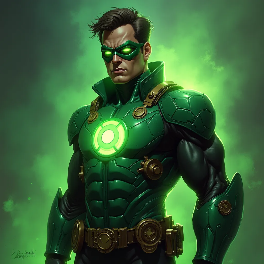 Prompt: Steam punk Green Lantern