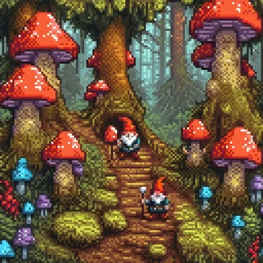 Prompt: Gnomes surrounded by toadstools in a magical forest, oil painting, detailed mushrooms, vibrant colors, whimsical, high quality, fantasy, forest setting, mystical lighting