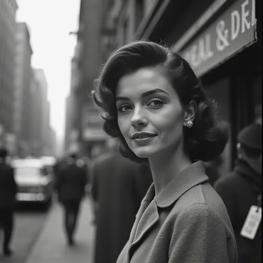 Prompt: Beautiful young conservative Italian woman in 1950s NYC