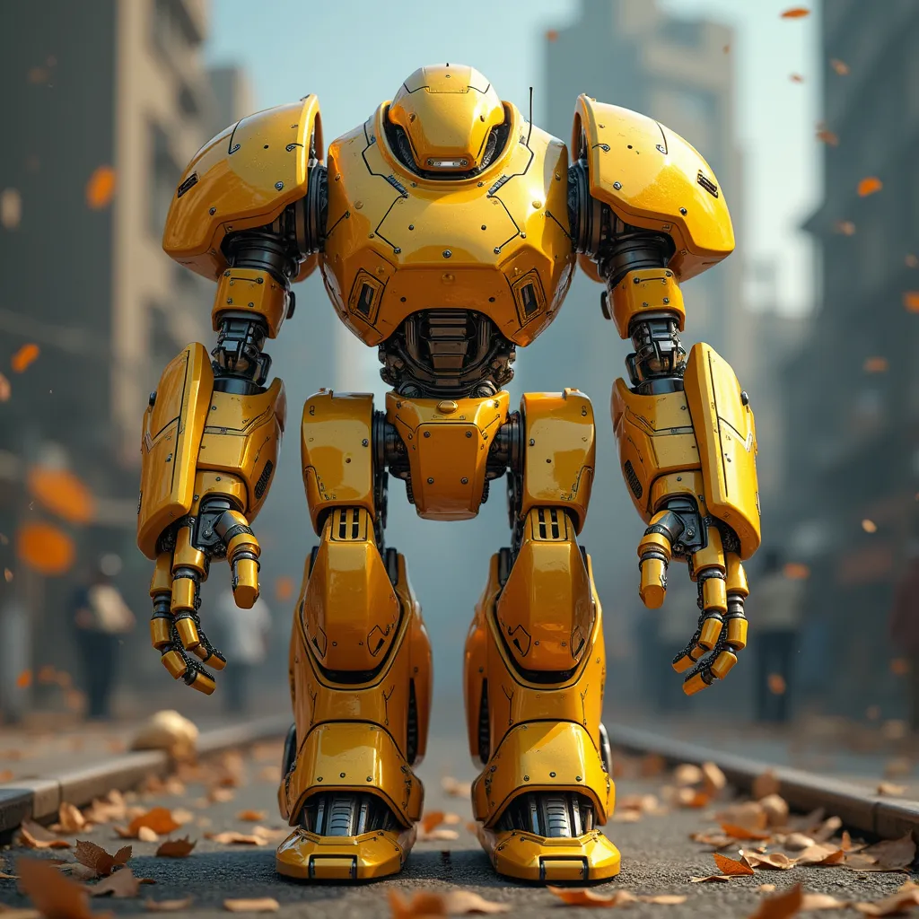 Prompt: Golden metropolis robot