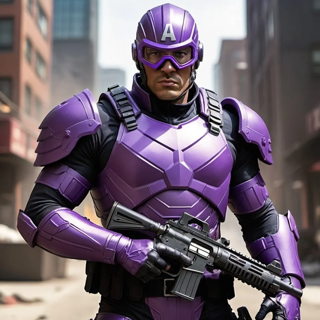 Paladin from Marvel Comics, purple body armor, head...