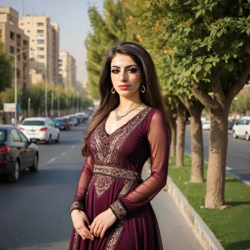 Prompt: Beautiful Persian transgender woman in beautiful dress in Tehran 