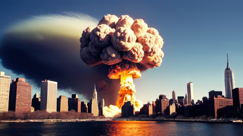 Prompt: Nuclear explosion destroying New York City 