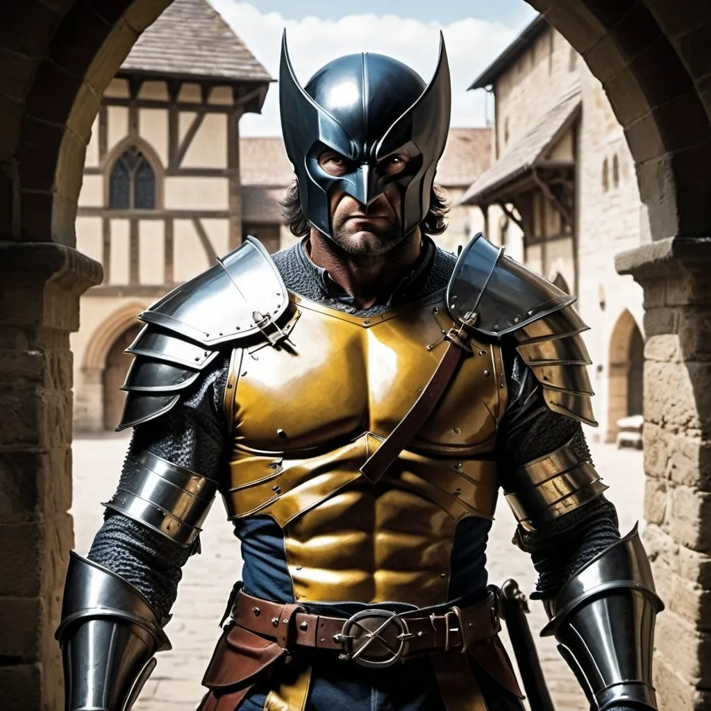 Prompt: Wolverine as knight in armour in medieval setting 