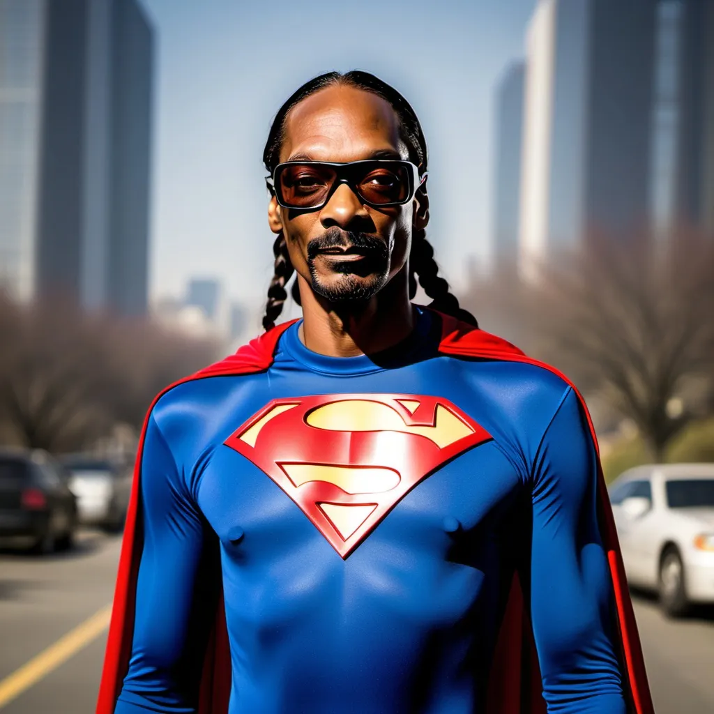 Prompt: Snoop Dogg as a super hero 