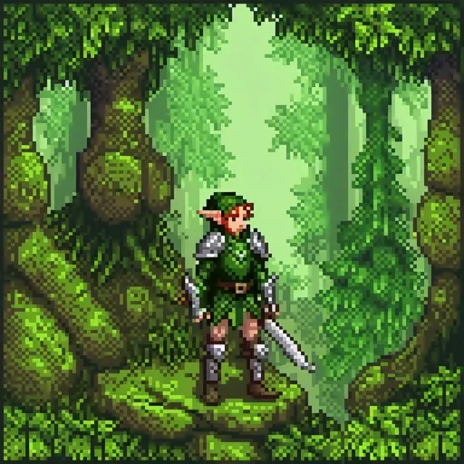 Prompt: Elf in armor, moss-covered forest, high quality, fantasy, detailed armor, lush green tones, mystical lighting