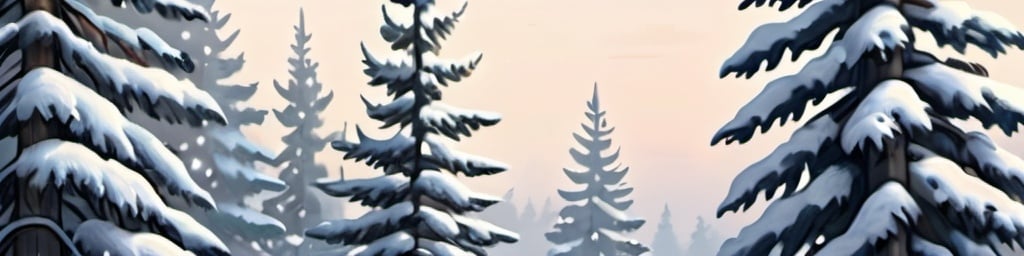 Prompt: Snow-covered pine trees, realistic digital painting, snowy landscape, high quality, detailed snow texture, winter scenery, realistic, cool tones, serene atmosphere, soft lighting, peaceful, snowy pines, chilly, tranquil