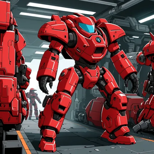 Prompt: Klan Klang in red mech suit