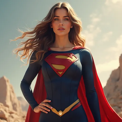 Prompt: Female version of Superman