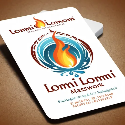 Prompt: Please create a beautiful and powerful logo for a business card around lomi lomi massage bodywork, with the elements of water and fire


