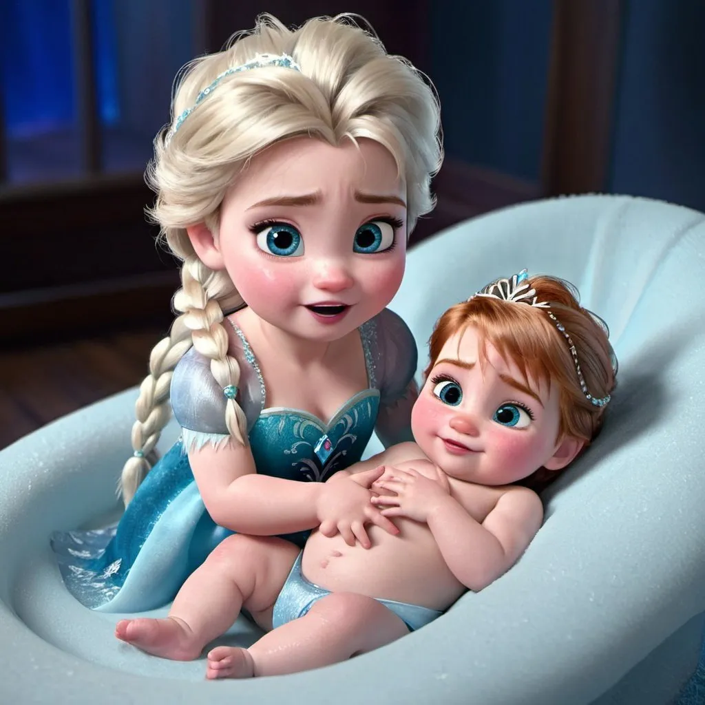 Prompt: Frozen characters as babys
