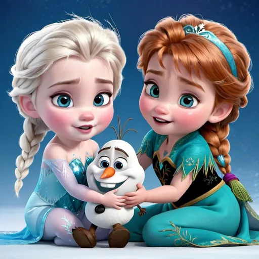Prompt: Frozen characters as babys

