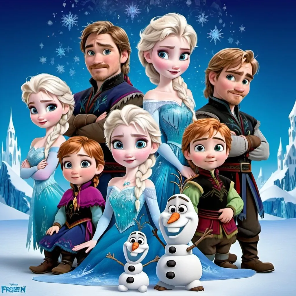 Prompt: Frozen All characters as babys with magical backround full detail
