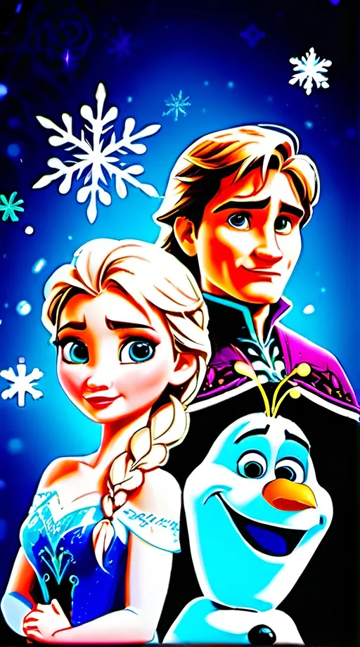 Prompt: Frozen All characters as babys with magical backround details and effects family no doubles
