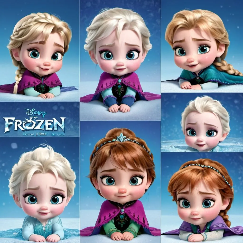 Prompt: Frozen characters as babys
