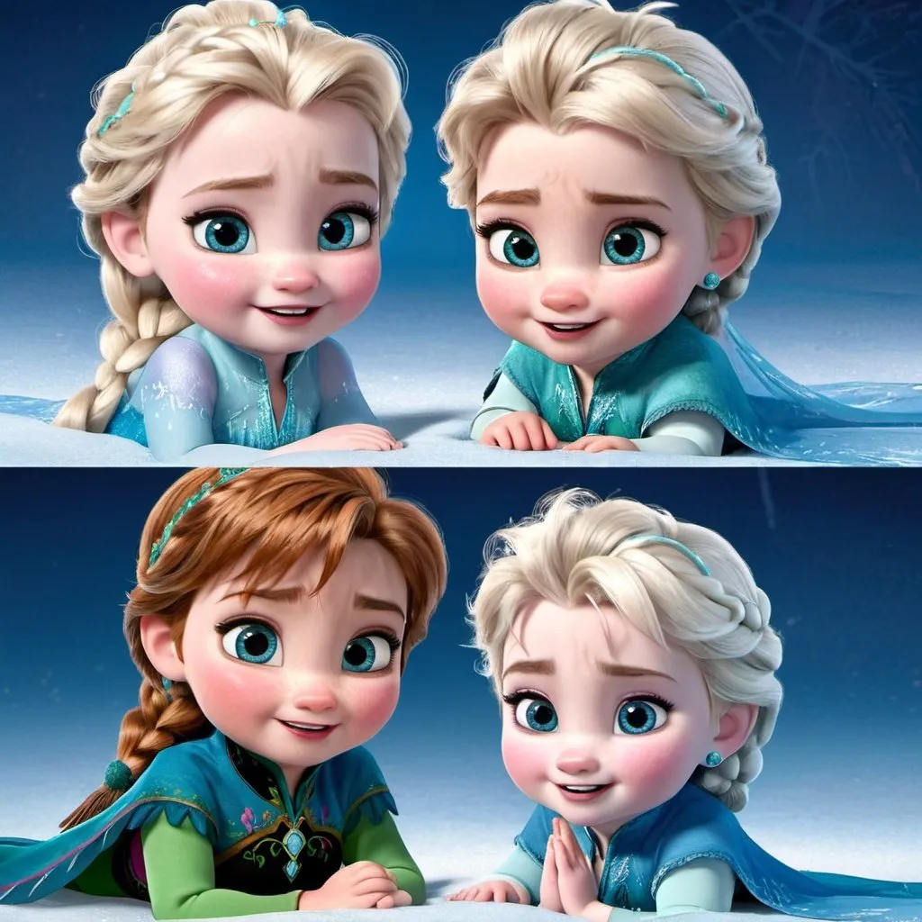 Prompt: Frozen characters as babys
