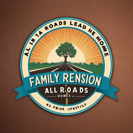 Prompt: family reunion logo all roads lead home
