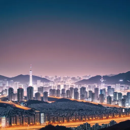 Prompt: A picture of a skyline of south korea 