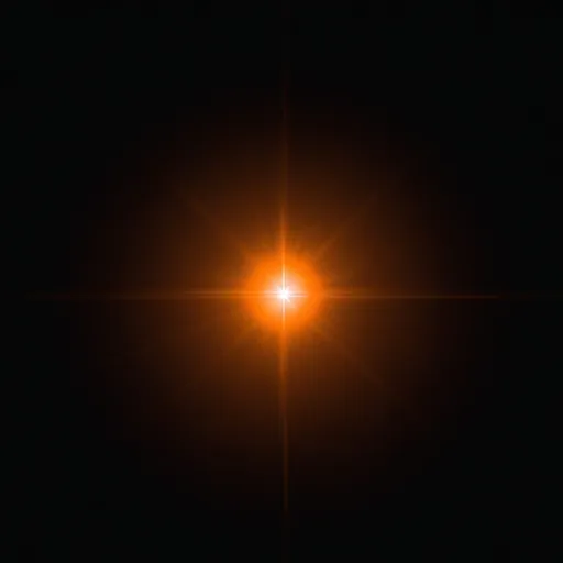 Prompt: an orange glimmer of light in middle of the vast dark space