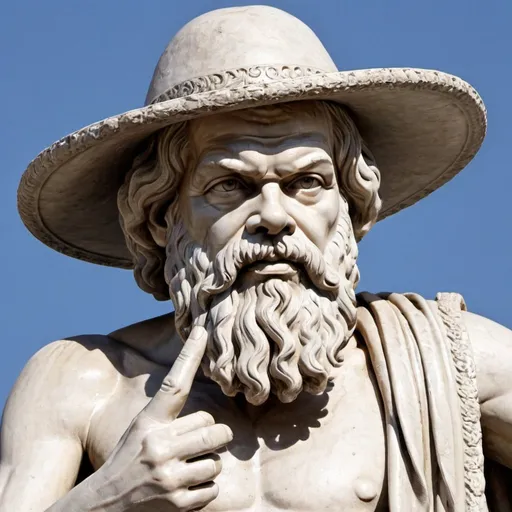 Prompt: socrates con sombrero