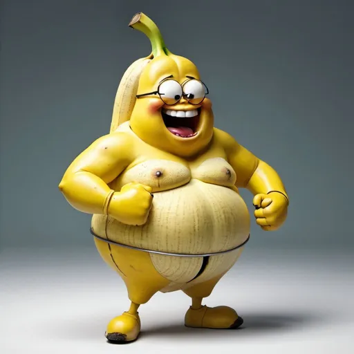 Prompt: Fat fighting anthropomorphic banana