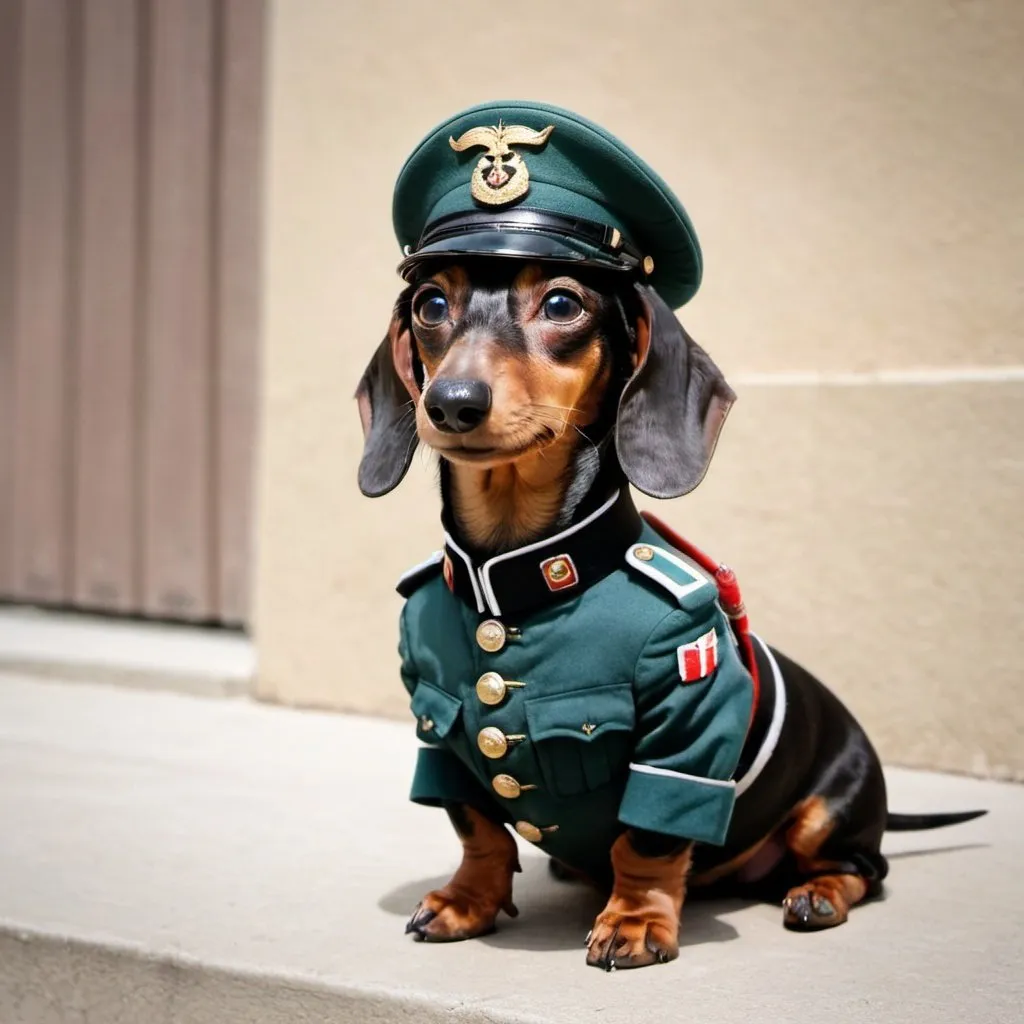 Prompt: Dachshund soldier