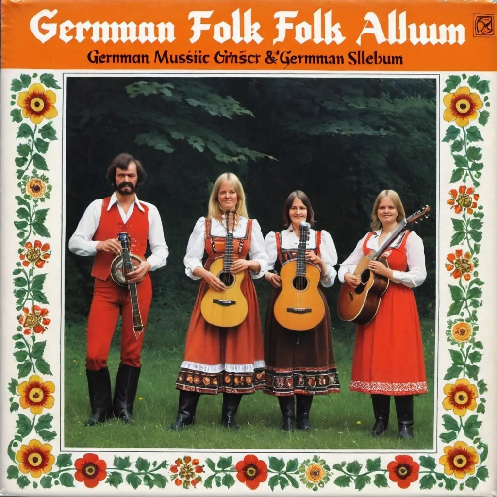 Prompt: 1970s German folk music album cover