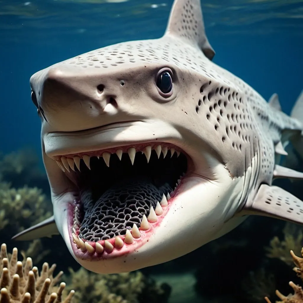 Prompt: Trypophobia shark