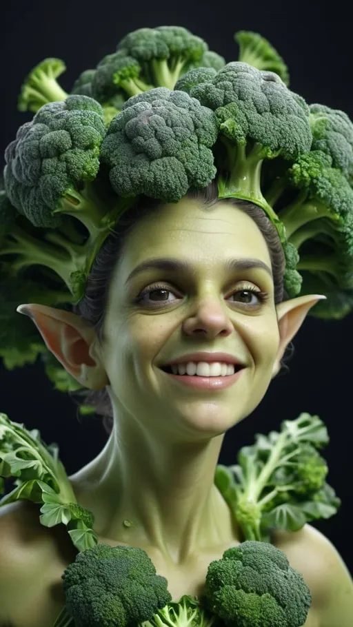 Prompt: Grotesque Broccoli fairy. UHD. Photorealistic. 8K. Hyper detailed.