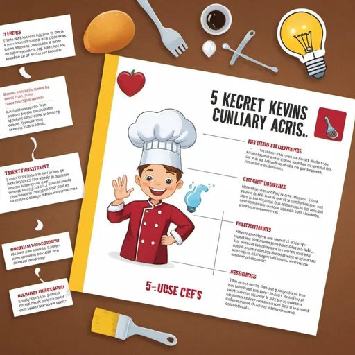 Prompt: Title (at the top, large and eye-catching): 
"5 Keys to Success in Culinary Arts" 

Then, divide the poster into 5 sections, each with an icon or small illustration: 

Be Respectful and Professional 
(Icon: Chef's hat) 

Treat kitchen as real-world setting 

Respect peers, equipment, ingredients 

Maintain professional attitude 

Practice Safe and Sanitary Habits 
(Icon: Washing hands) 

Keep workstations clean 

Follow hygiene protocols 

Handle tools and food safely 

Embrace a Growth Mindset 
(Icon: Brain with a lightbulb) 

Learn from mistakes 

Stay resilient 

Be open to feedback 

Collaborate and Communicate 
(Icon: Team of chefs) 

Work well with peers 

Communicate clearly 

Support classmates 

Be Punctual and Prepared 
(Icon: Clock and chef's uniform) 

Arrive on time 

Dress appropriately 

Bring necessary materials 

At the bottom, you could add a motivational quote: 
"The secret ingredient is always love" - or any other culinary-related quote that resonates with your students. 

Use a color scheme that's appetizing and kitchen-related, like warm reds, yellows, and whites. Make sure the text is large enough to read from a distance, and use bullet points for easy scanning. 

Would you like me to suggest any modifications to this poster layout?