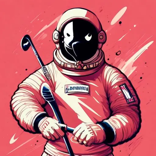 Prompt: astronaut flamingo swinging A golf club, logo style design